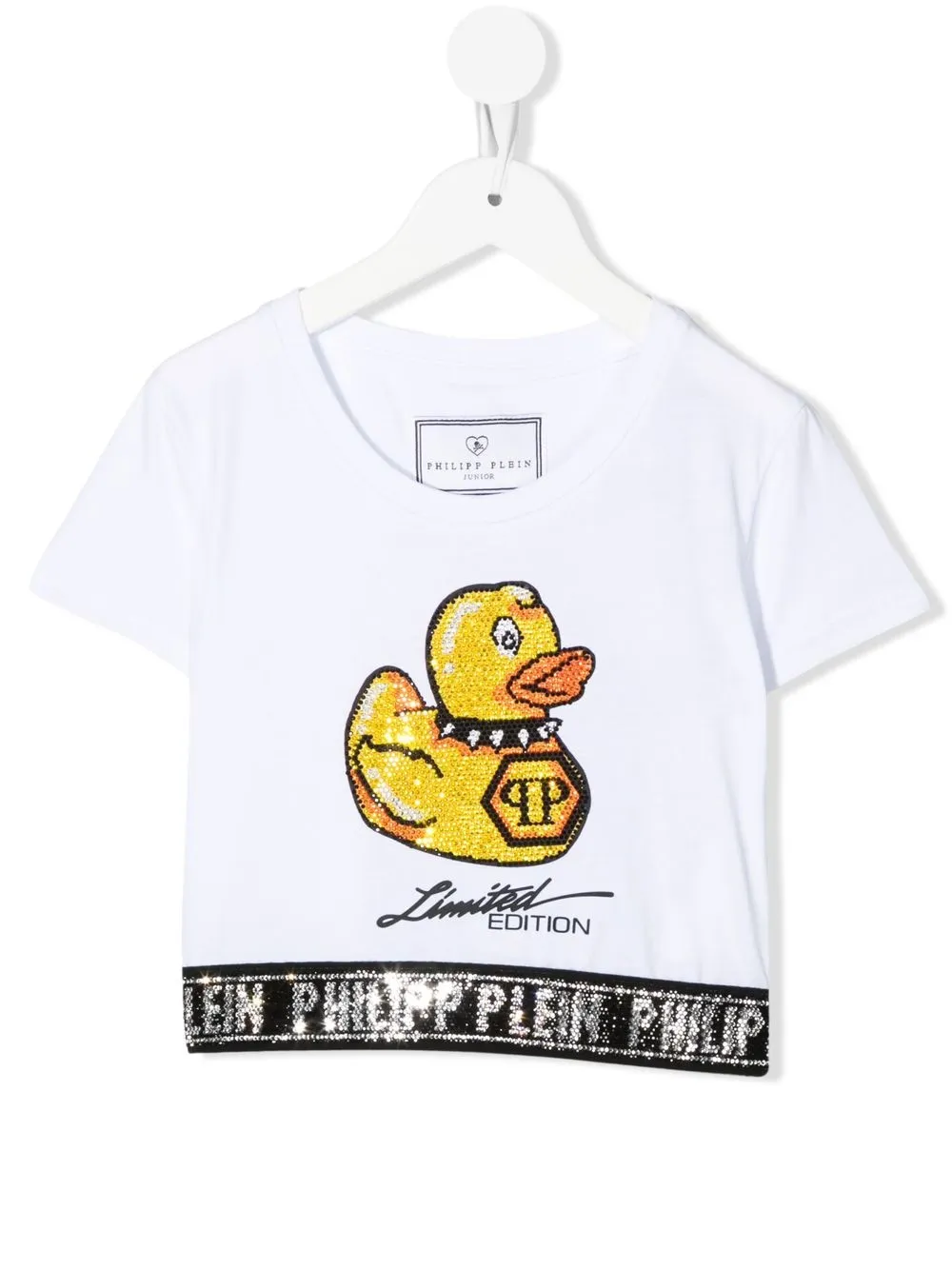 

Philipp Plein Junior playera con pato estampado y detalles de strass - Blanco