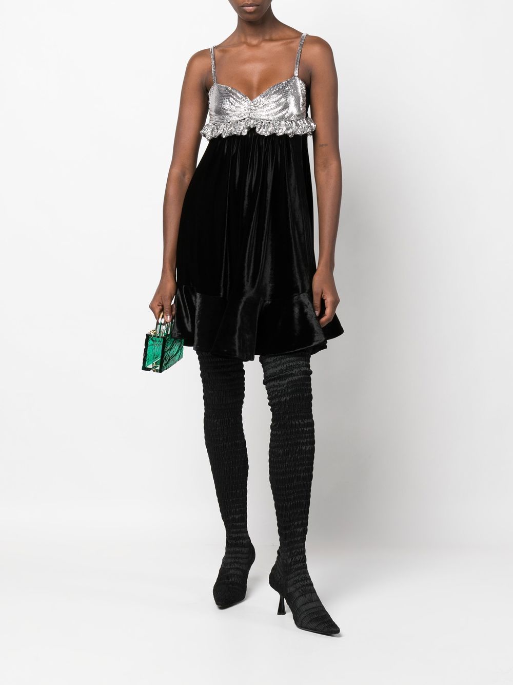 Paco Rabanne Tweekleurige mini-jurk - Zwart