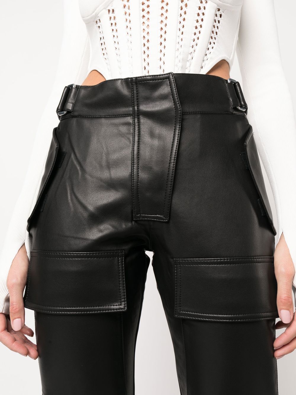 MINA Black Faux Leather Trouser