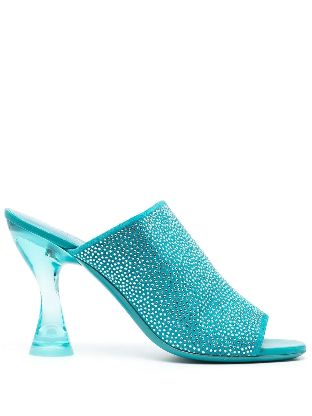 

BY FAR By Far 100mm crystal-embellished mules - Blue