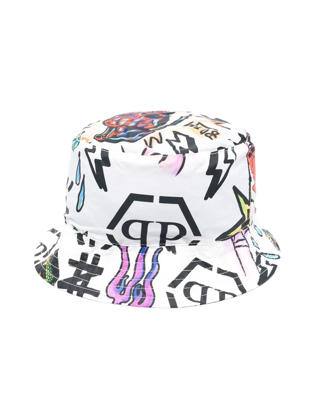 

Philipp Plein Junior sombrero de verano con logo estampado - Blanco