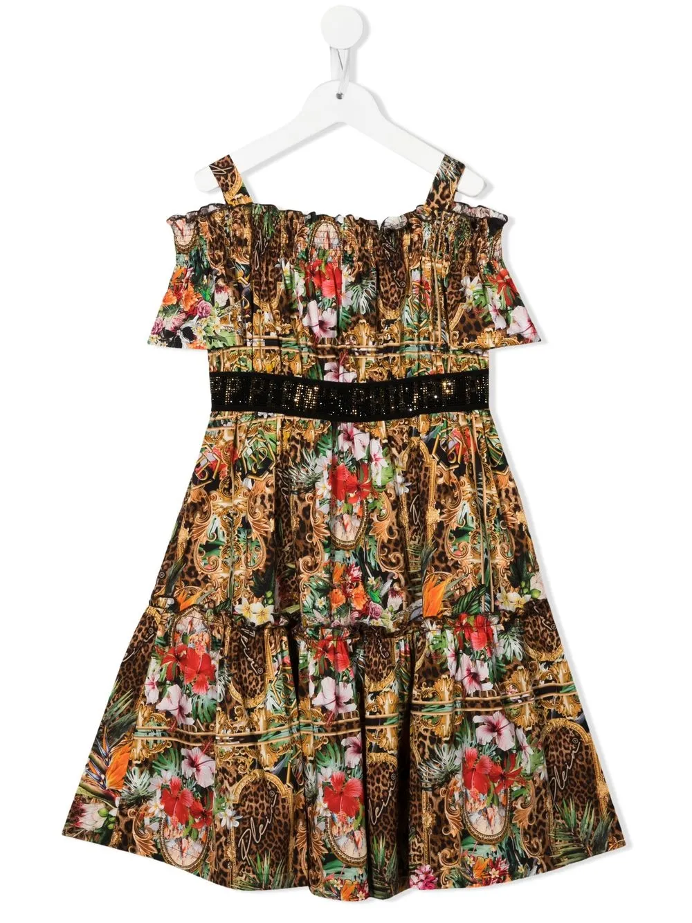 

Philipp Plein Junior floral-print short-sleeved dress - Brown