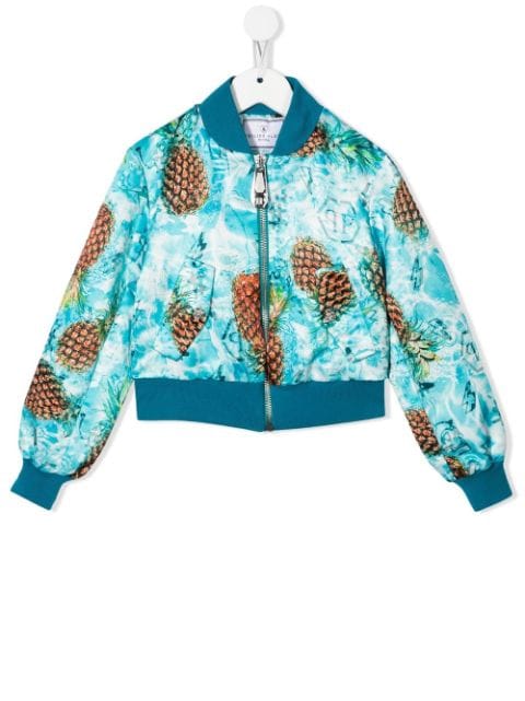 Philipp Plein Junior veste bomber à imprimé ananas