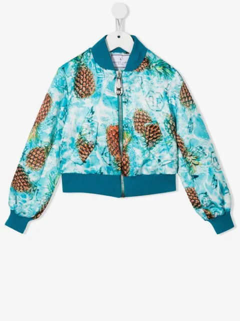 Philipp Plein Junior pineapple-print bomber jacket