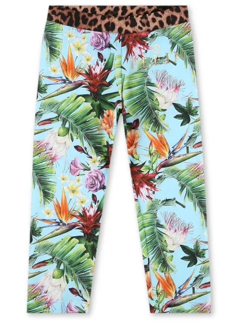 Philipp Plein Junior legging à fleurs 