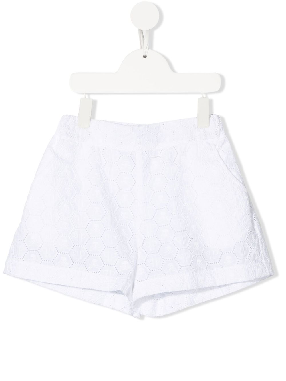 Philipp Plein Junior monogram-detail elasticated shorts - White