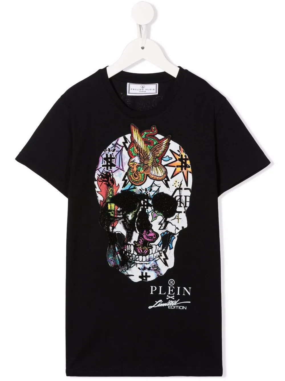 

Philipp Plein Junior playera con motivo Skull - Negro