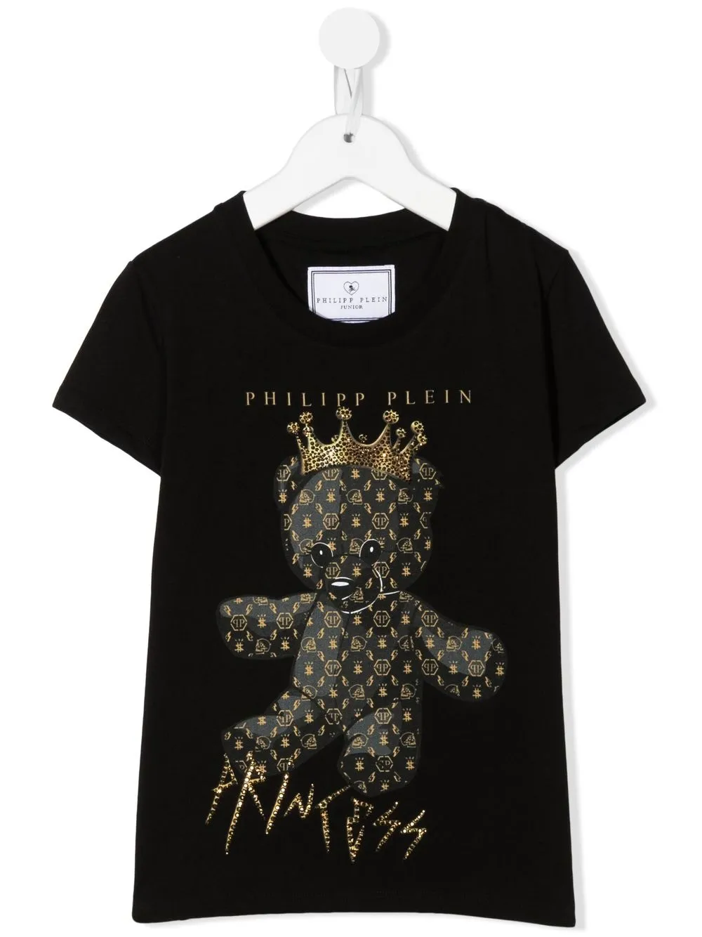 

Philipp Plein Junior playera con motivo de oso - Negro