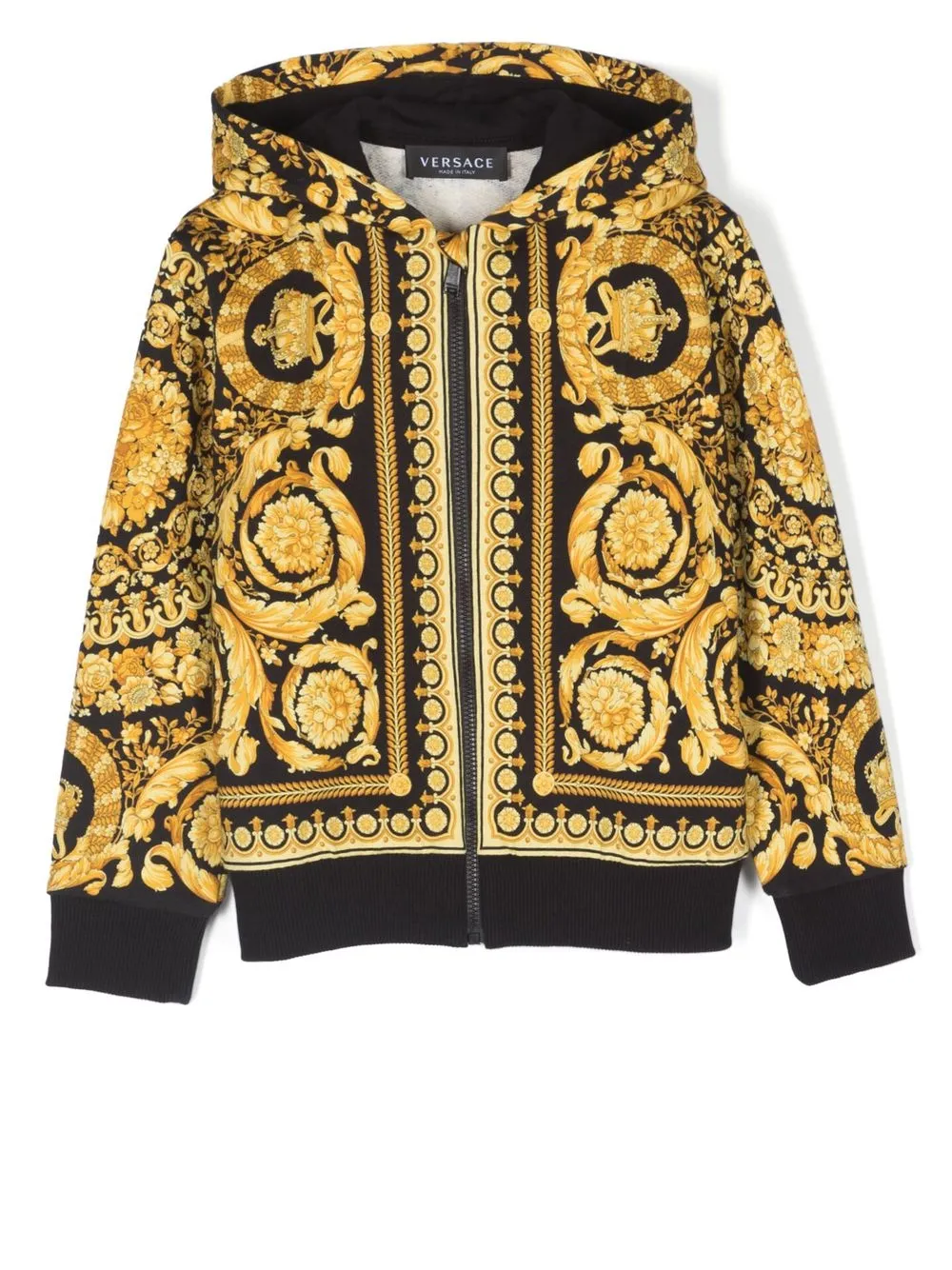 

Versace Kids Barocco-print zip-up hoodie - Gold