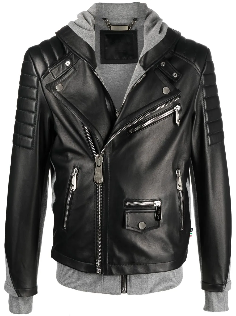 

Philipp Plein chamarra biker con logo en relieve - Negro