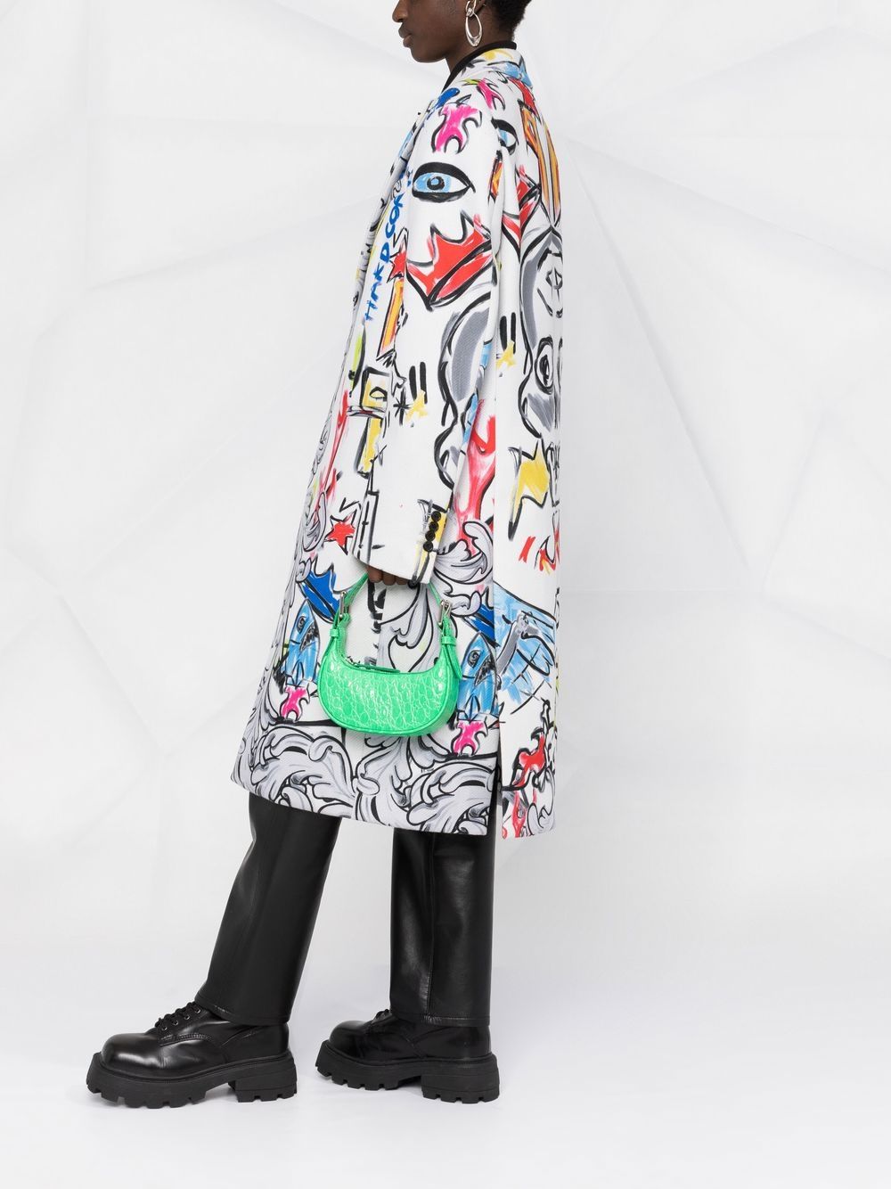 Philipp Plein Agnelli graffiti-print single-breasted coat Women