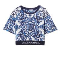 ＜Farfetch＞ Dolce & Gabbana Kids ドルチェ＆ガッバーナキッズ マジョリカ Tシャツ - ホワイト画像