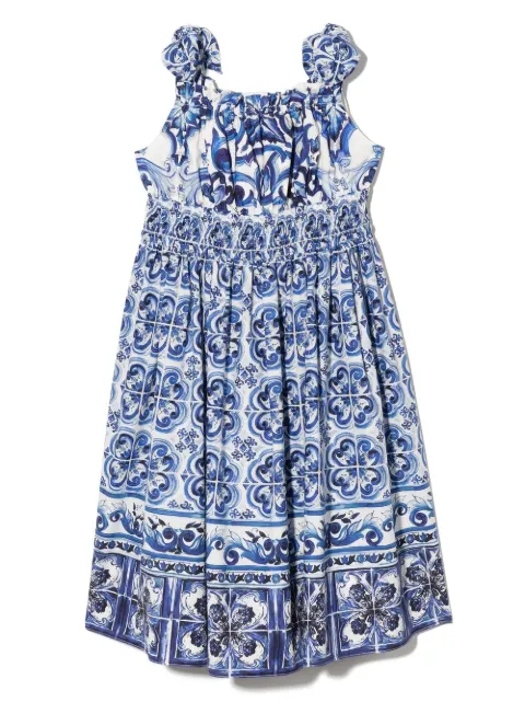 Dolce & Gabbana Kids Vestido midi com estampa Majolica