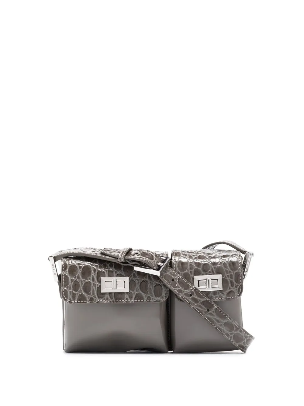 

BY FAR bolsa de hombro con efecto de piel de cocodrilo - Gris