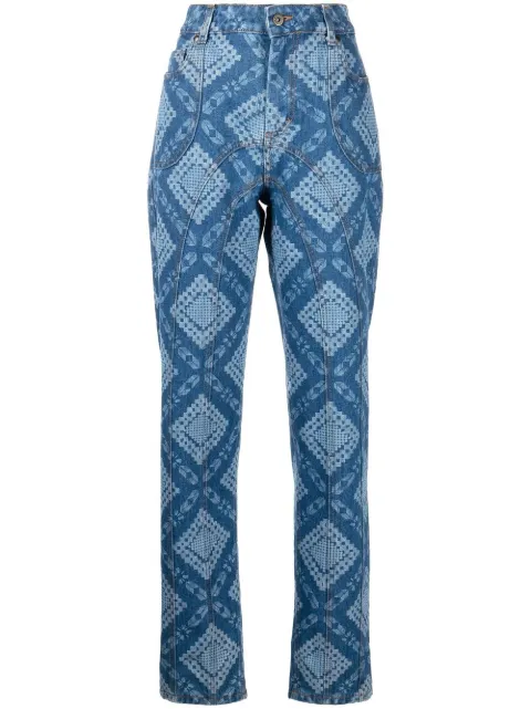 Ahluwalia geometric-print straight-leg jeans