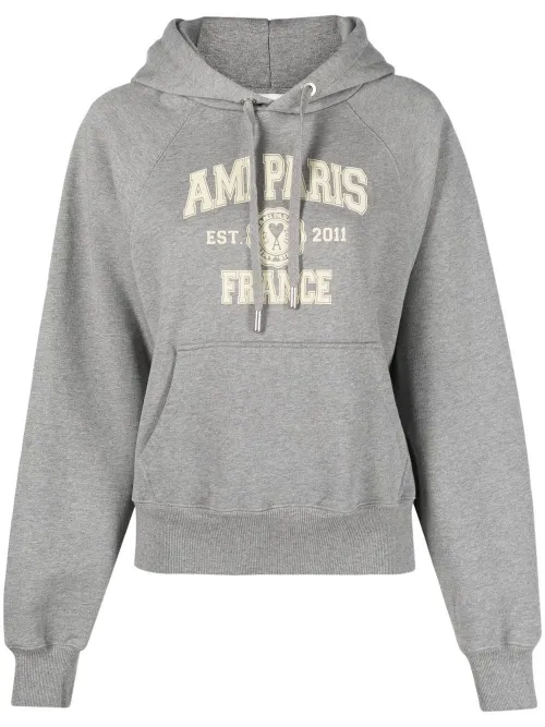 Hoodie en coton biologique à logo imprimé - AMI Paris - Modalova