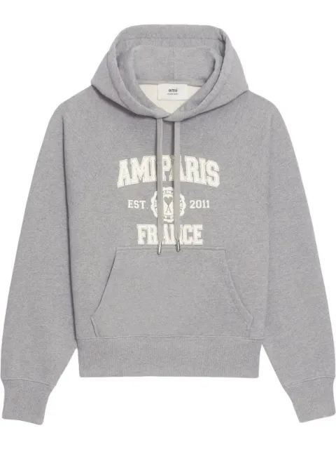 AMI Paris logo-print organic cotton hoodie