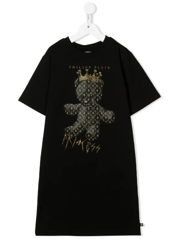 017 PHILIPP PLEIN フィリッププレイン ジュニア テディベア Philipp Plein Junior テディベア Tシャツワンピース | ブラック