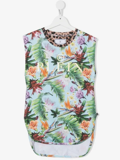 Philipp Plein Junior vestido con estampado floral 