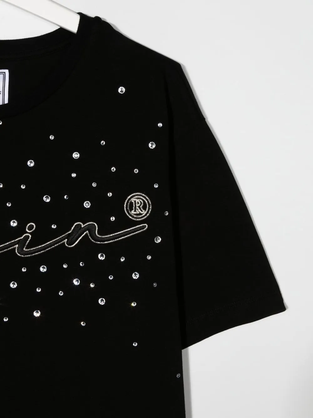  Philipp Plein Junior T Shirtkleid Mit Logo Stickerei   Schwarz 