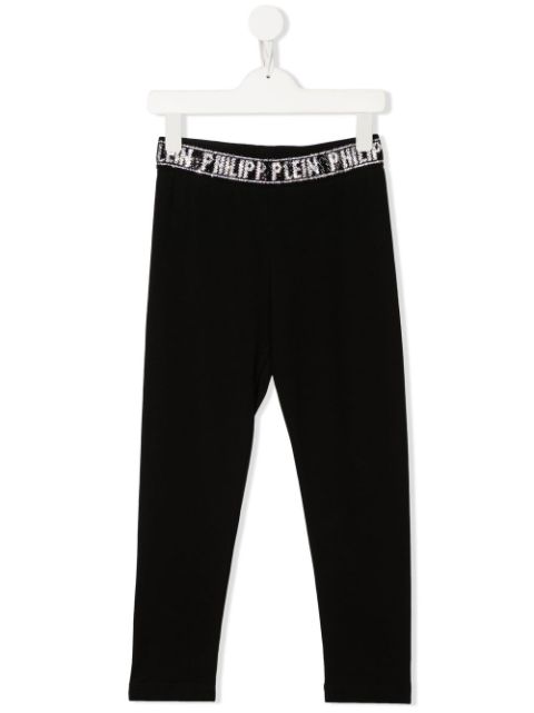 Philipp Plein Junior legging à taille à logo