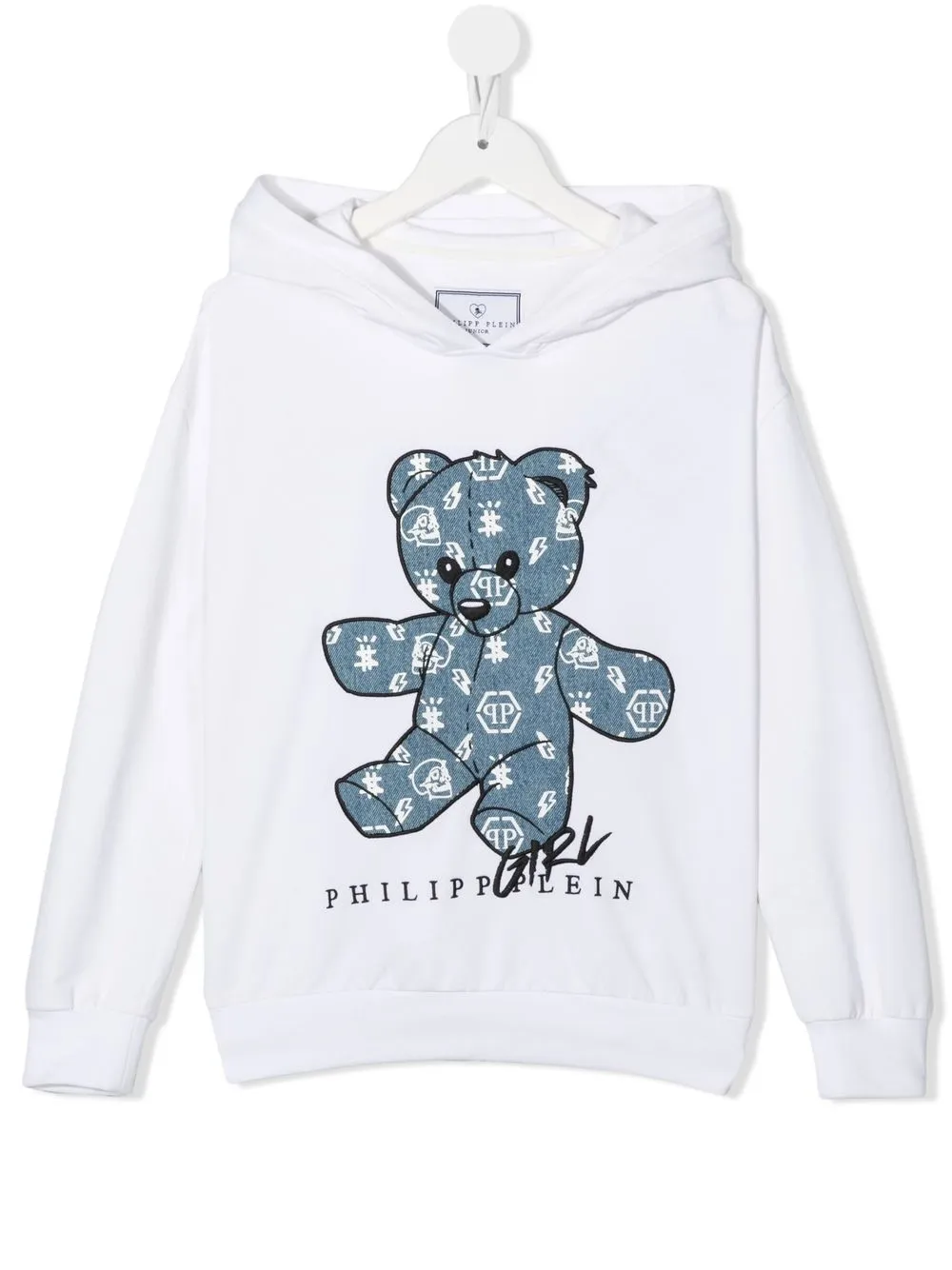 

Philipp Plein Junior Teddy Bear-print drop-shoulder hoodie - White