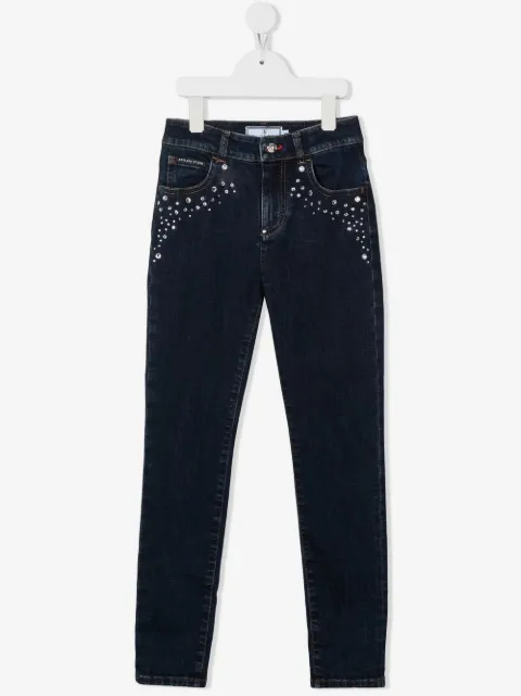 Philipp Plein Junior mid-rise slim-cut jeans 