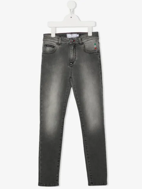 Philipp Plein Junior jean slim Hexagon à taille mi-haute 