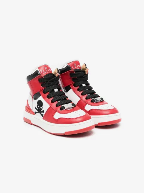 Philipp Plein Junior Skull-embroidery high-top sneakers