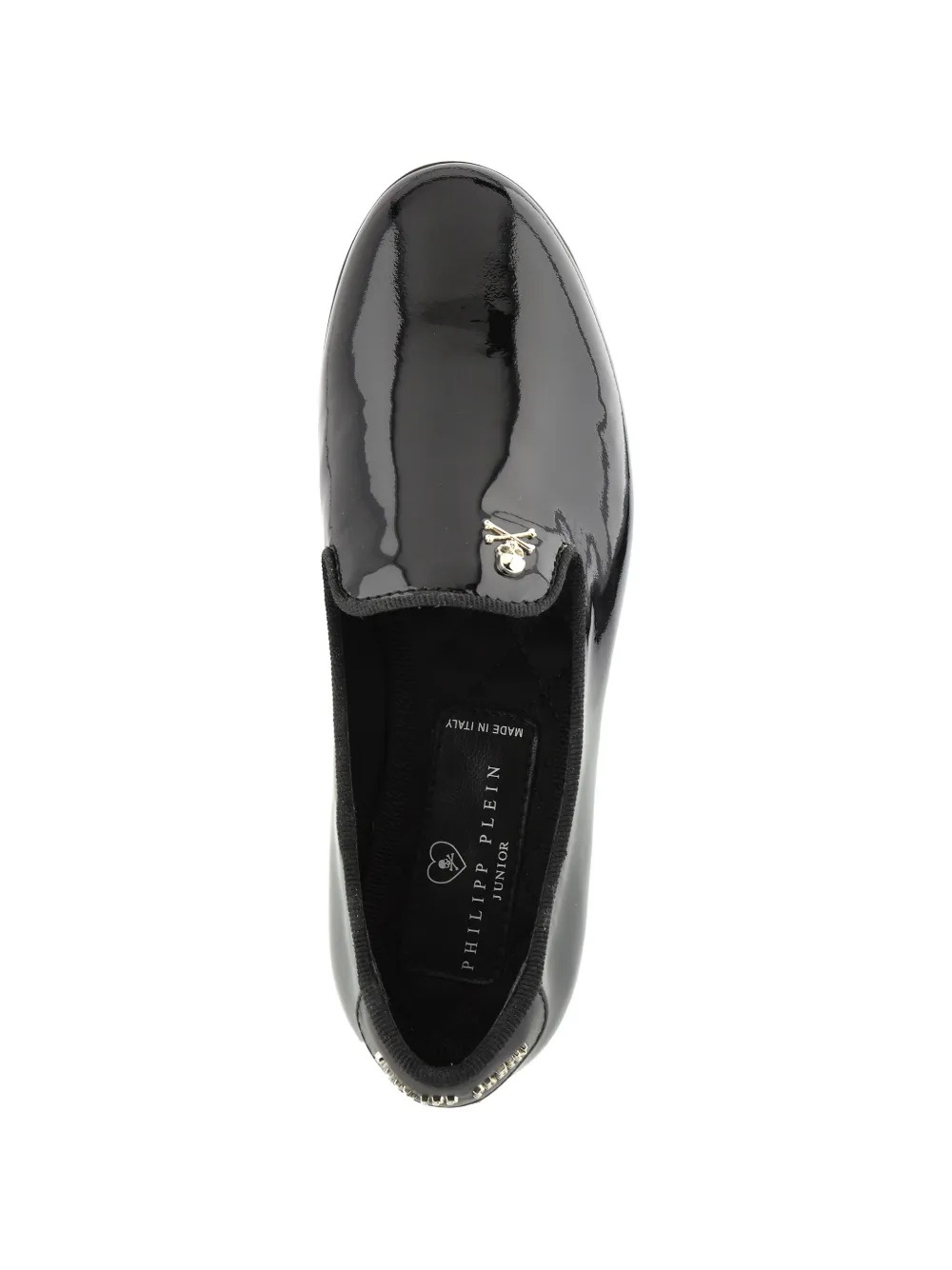 Philipp Plein Junior skull patent loafers Zwart