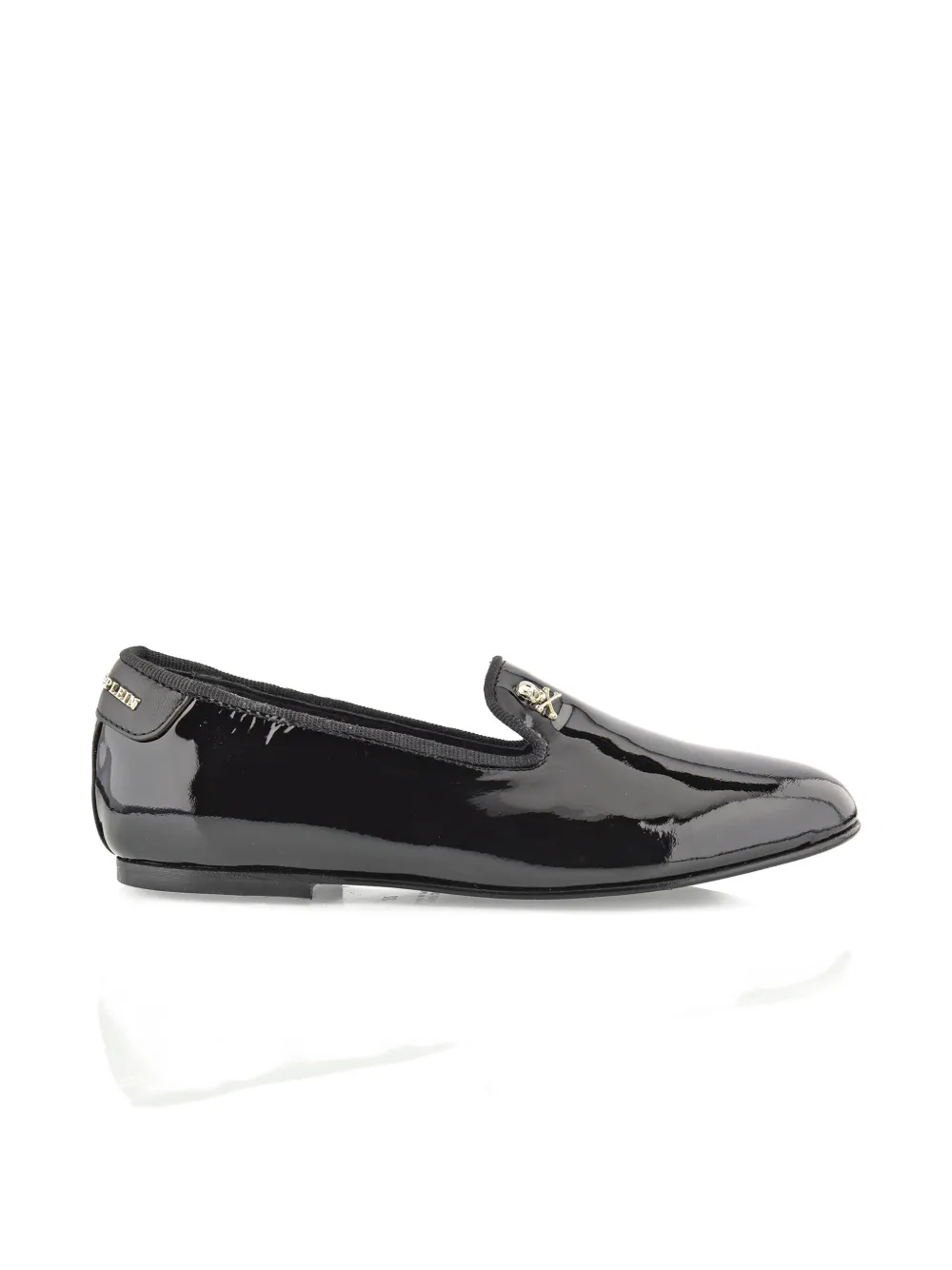 Philipp Plein Junior skull patent loafers Zwart