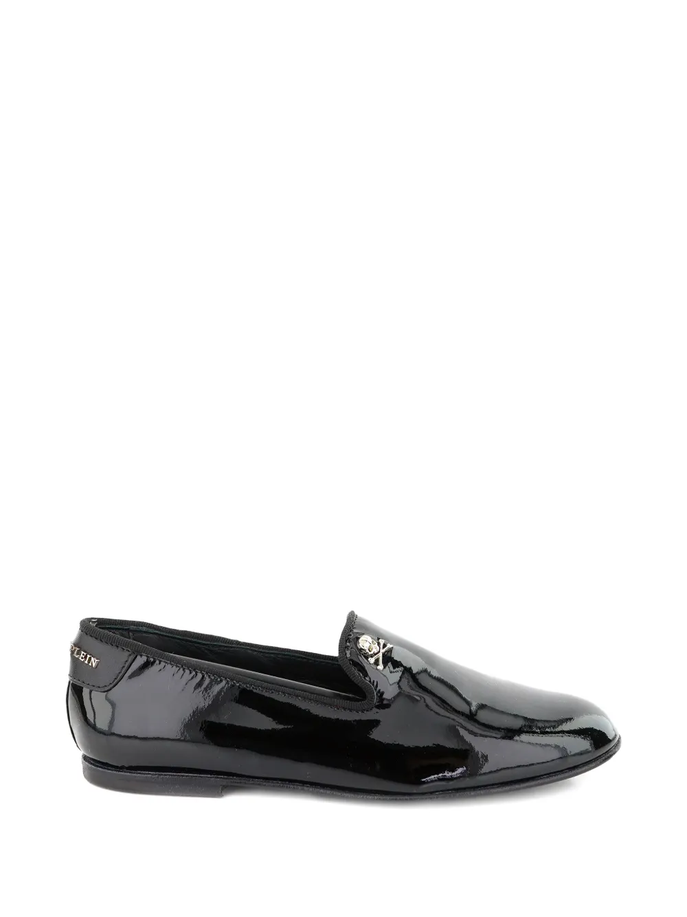 Philipp Plein Junior skull patent loafers - Black