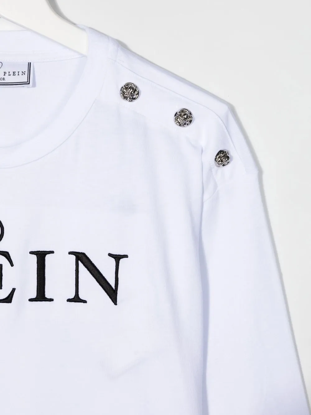  Philipp Plein Junior Shoulder-button Chest-logo T-shirt - White 