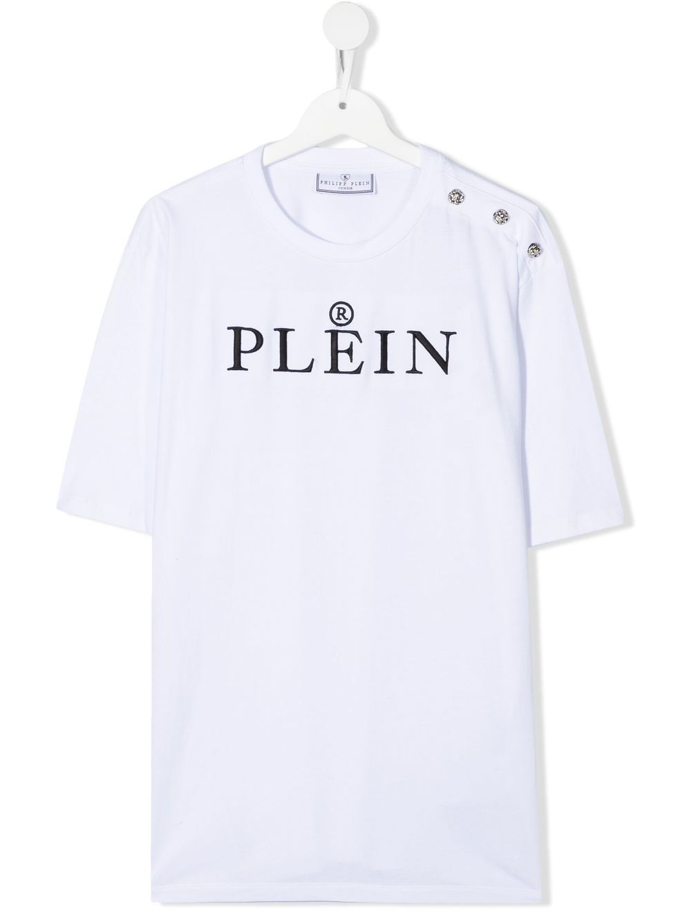 Philipp Plein Junior shoulder-button chest-logo T-shirt - White