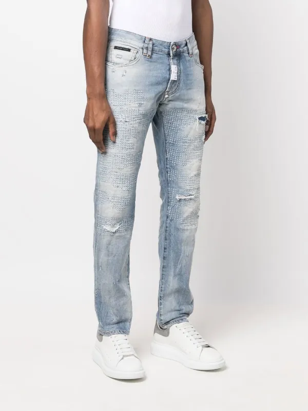 Philipp Plein Premium ダメージジーンズ | ブルー | FARFETCH JP