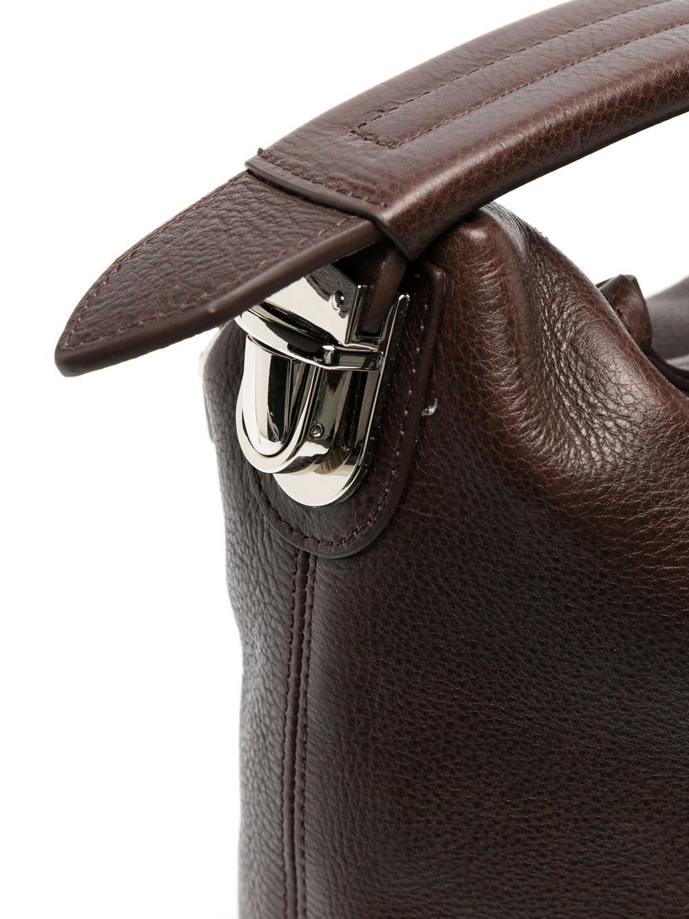 Shop Lemaire Medium Pebbled-leather Shoulder Bag In Brown