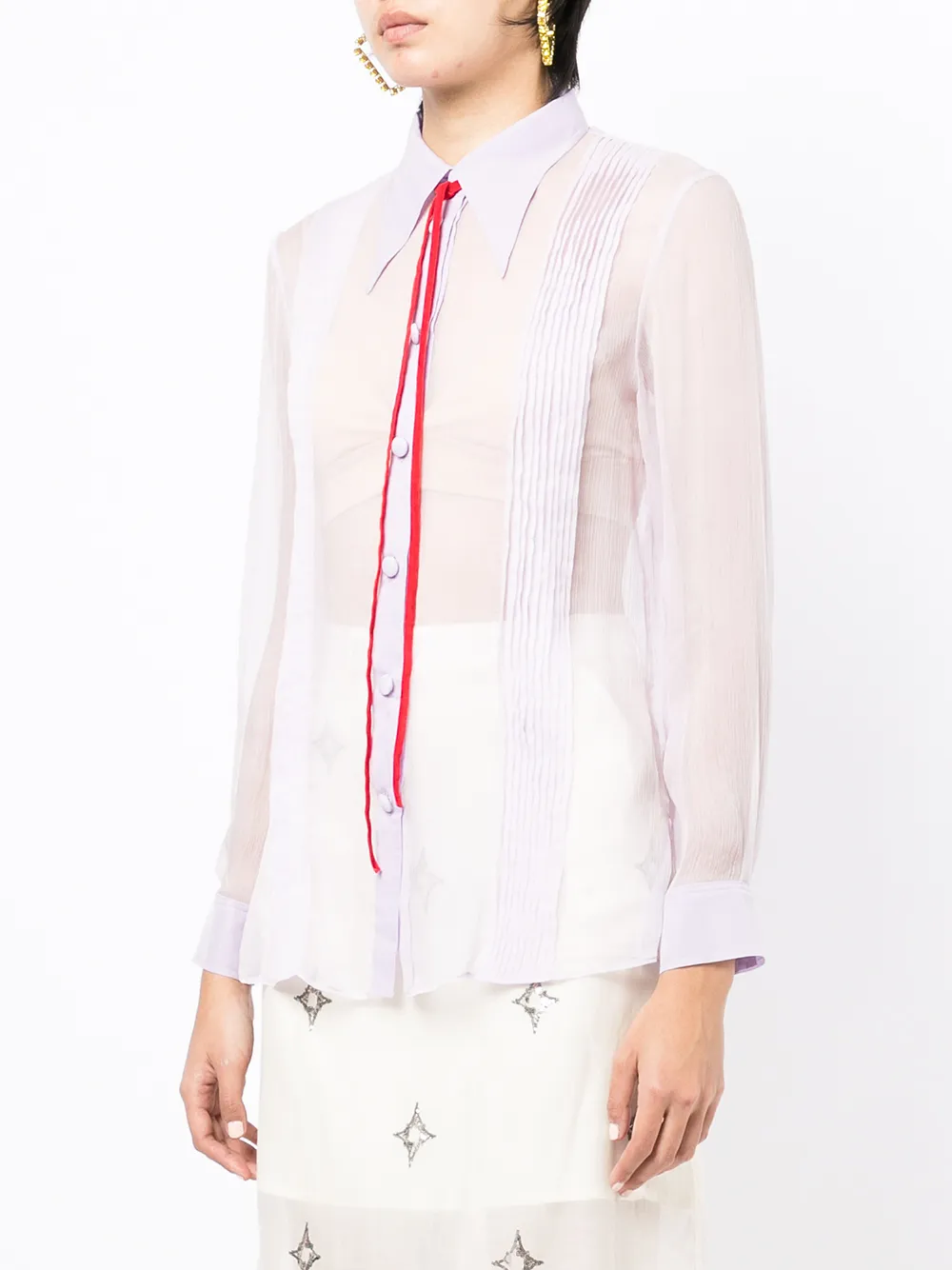 фото Louis shengtao chen шелковая полупрозрачная рубашка со складками