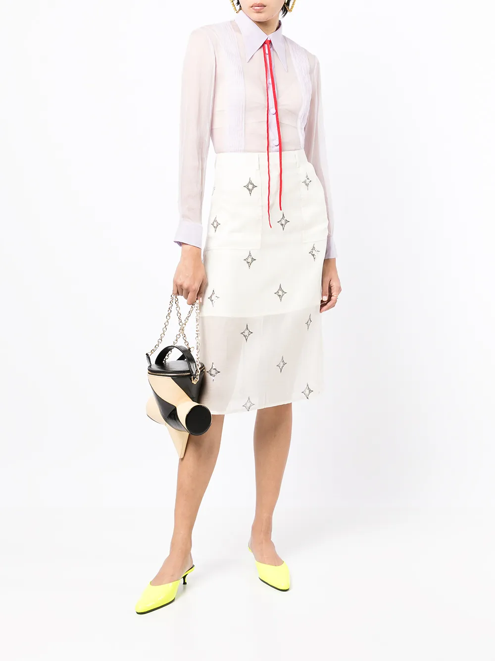 фото Louis shengtao chen шелковая полупрозрачная рубашка со складками