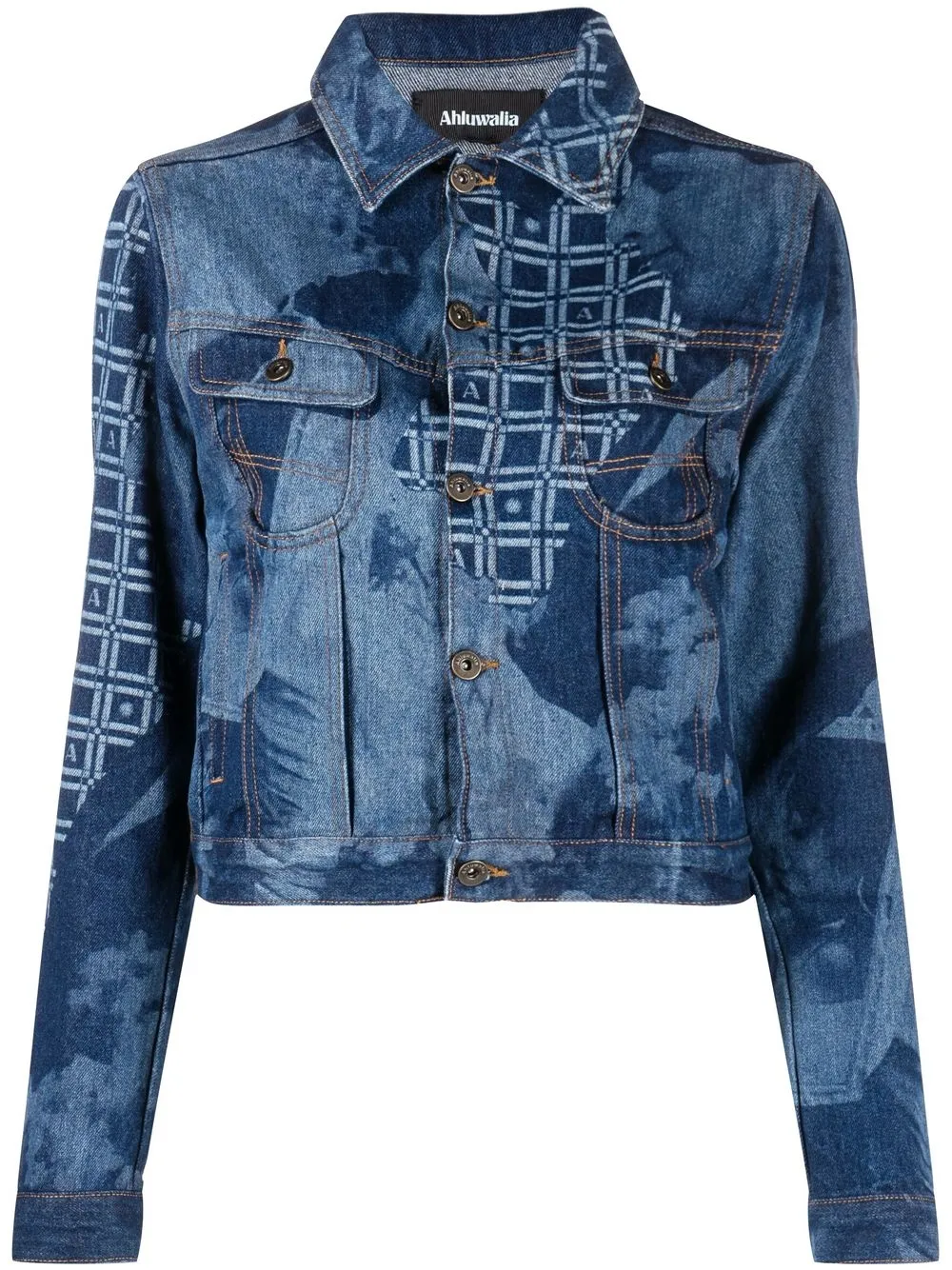 

Ahluwalia graphic-print denim jacket - Blue