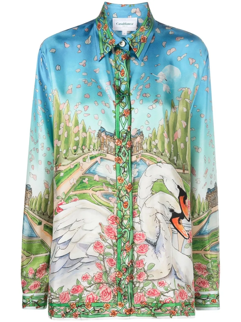 

Casablanca graphic-print silk shirt - Blue