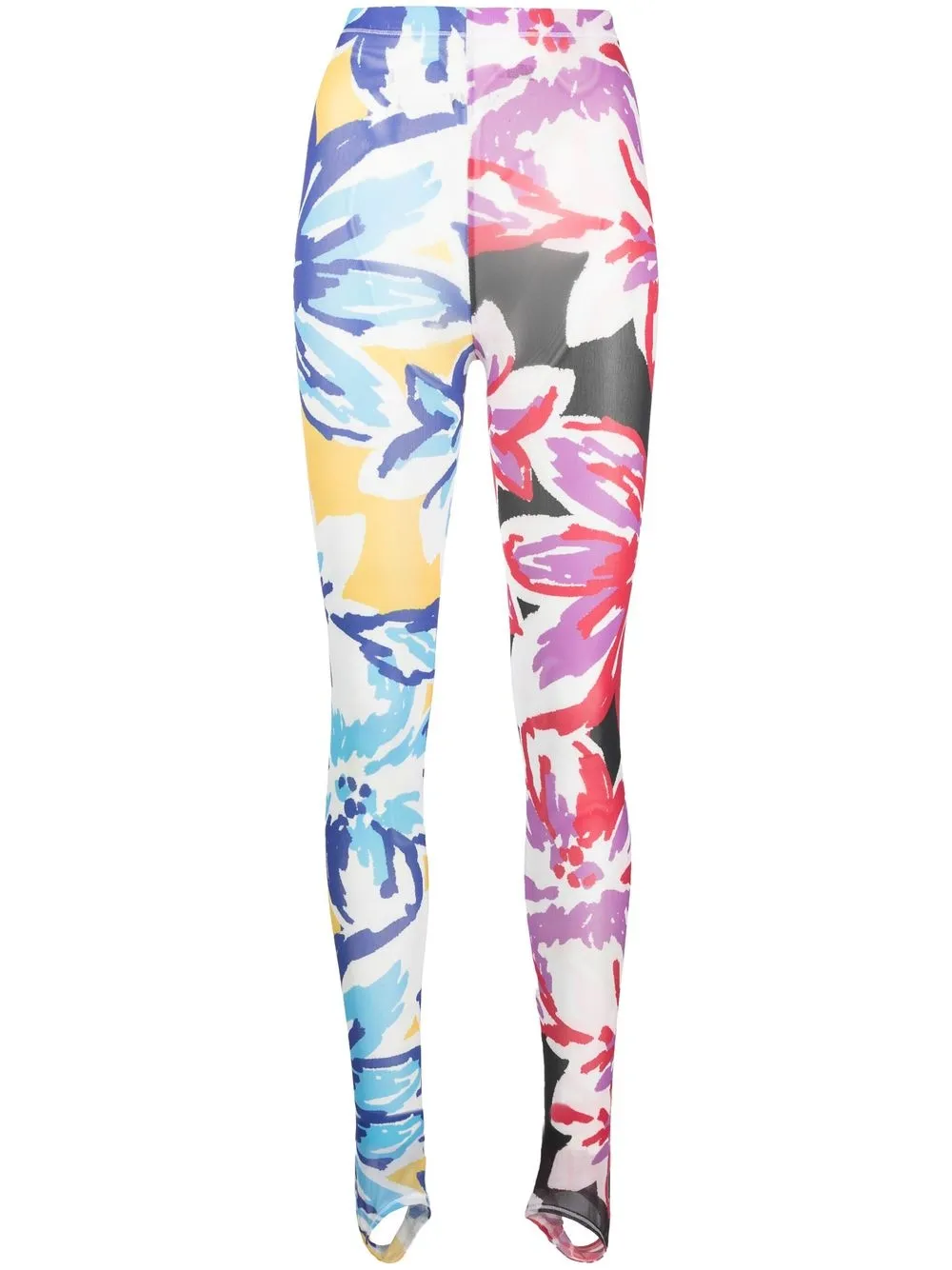 

Chopova Lowena mix-print mesh leggings - Blue