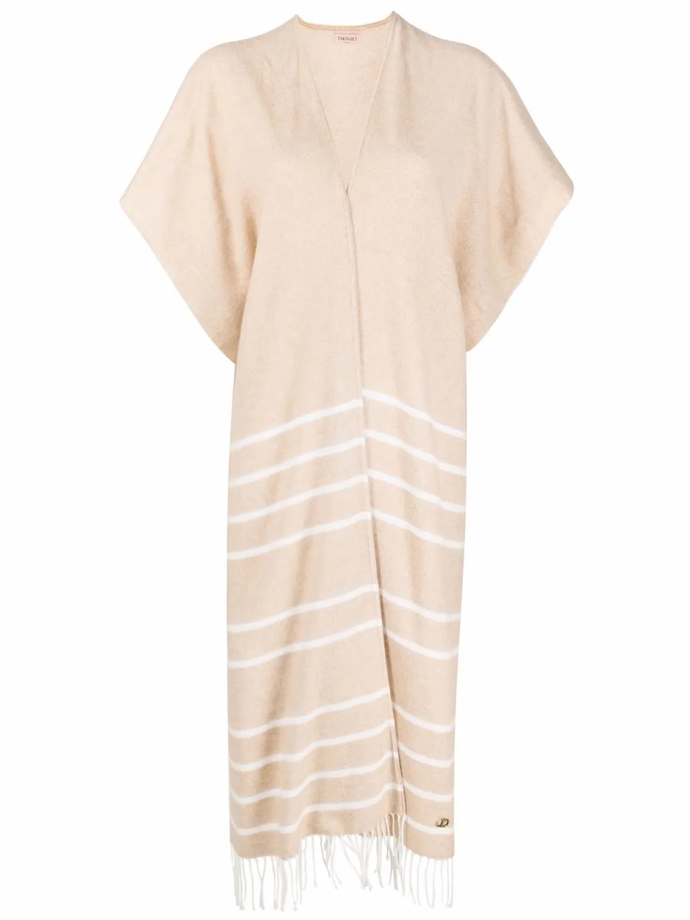 

TWINSET fringed wrap poncho - Neutrals