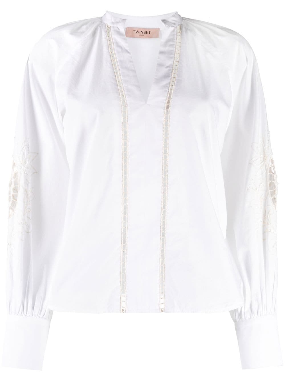 Shop Twinset Embroidered V-neck Blouse In White