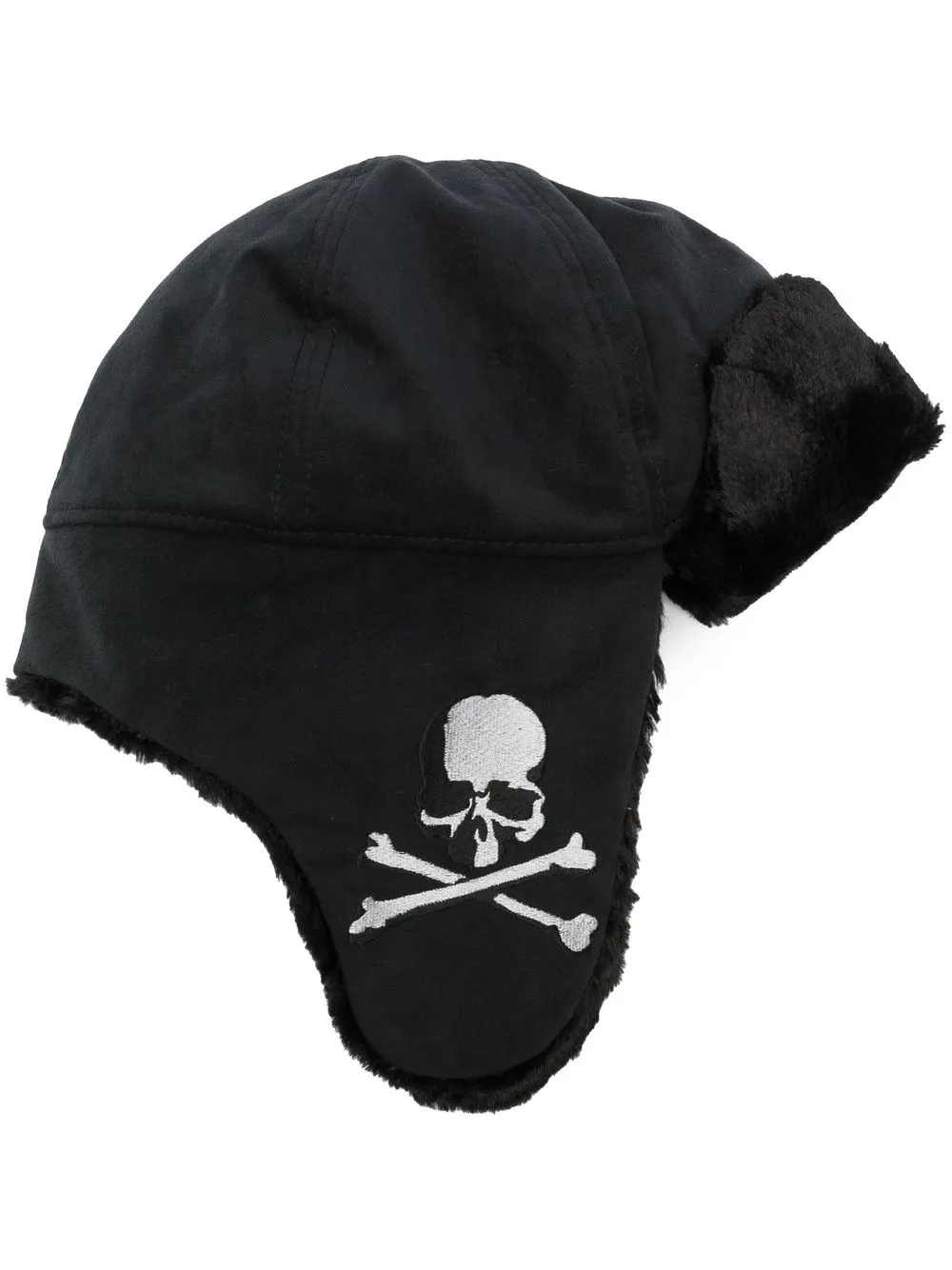 

Mastermind Japan skull-embroidered faux-fur pilot cap - Black