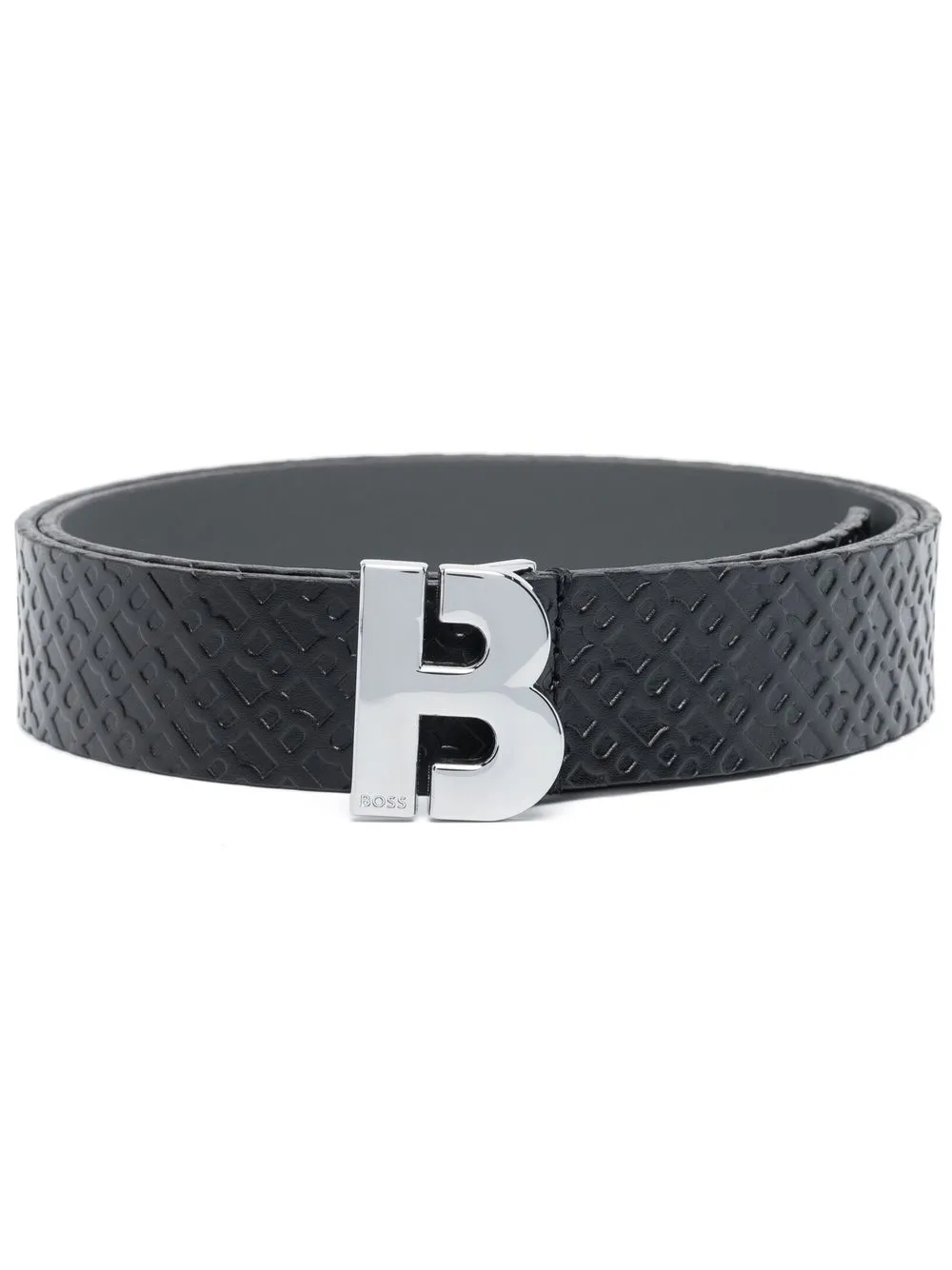 

BOSS logo-buckle leather belt - Black