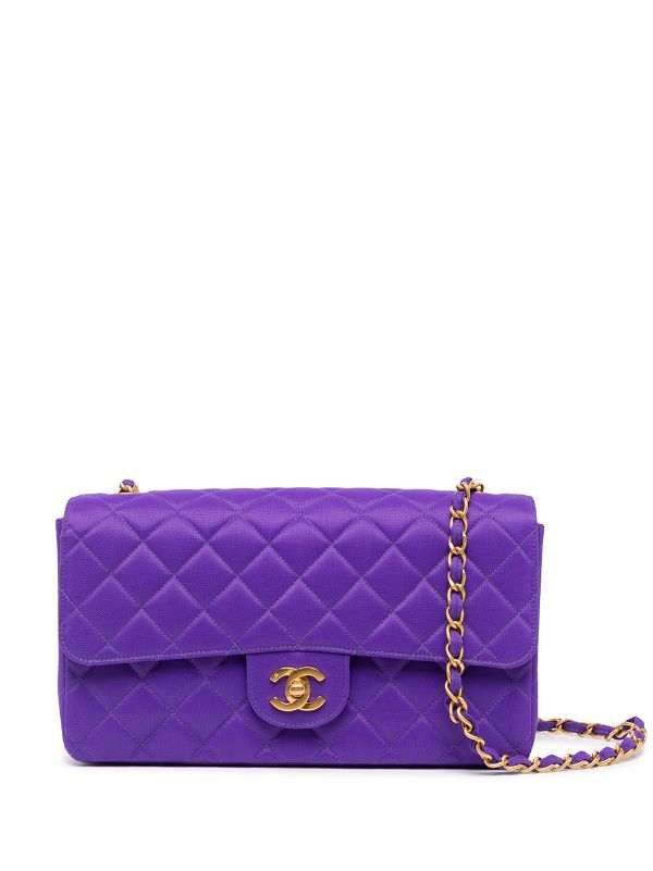 chanel purple classic flap