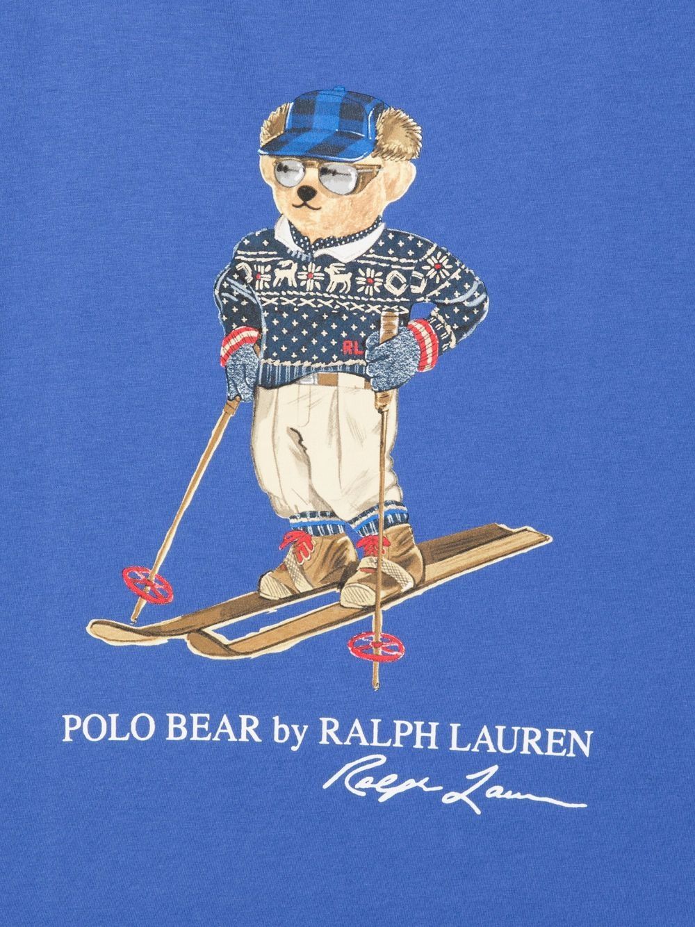 Shop Ralph Lauren Polo Bear Motif Cotton T-shirt In Blue