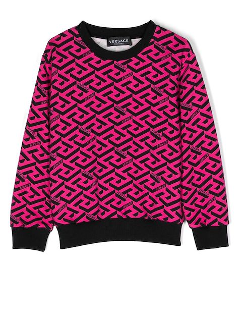 Versace Kids Greca-print cotton sweatshirt