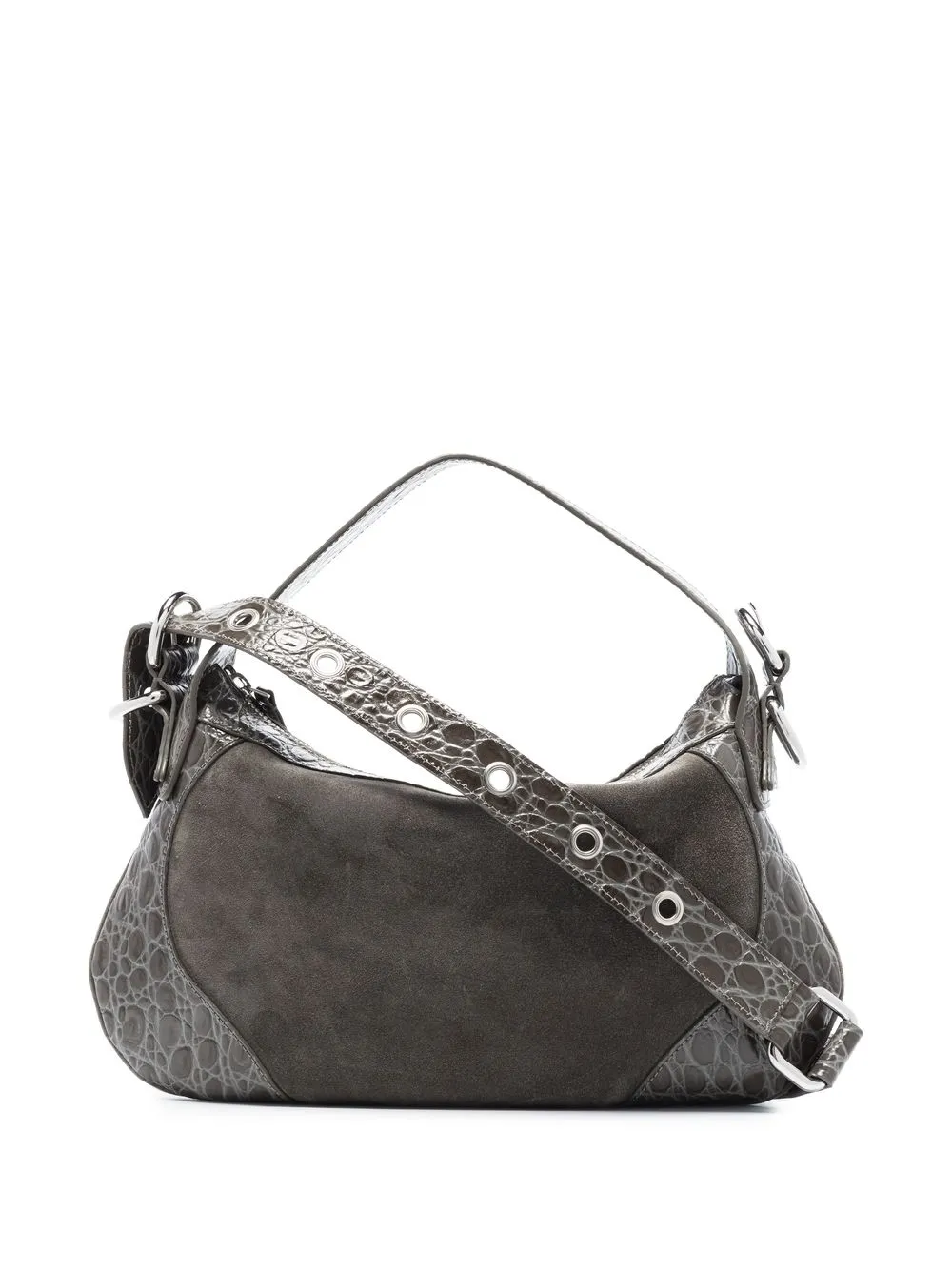 

BY FAR bolsa de hombro con efecto de piel de cocodrilo - Gris