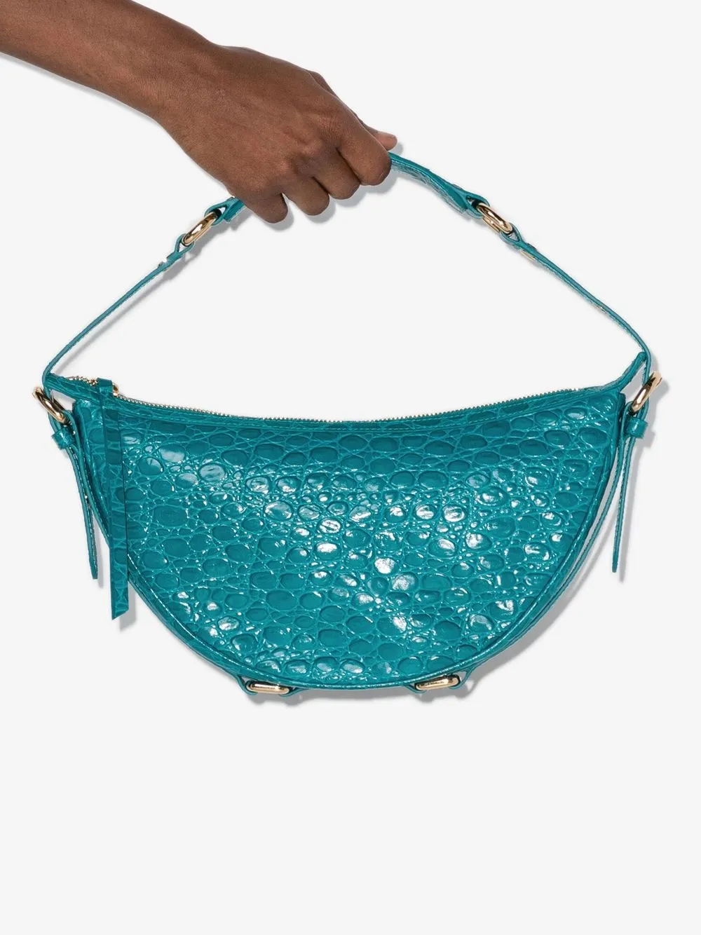 BY FAR Borsa a spalla con effetto coccodrillo